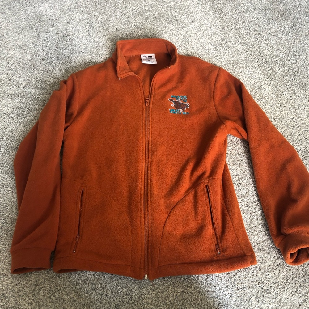 Orange mackinaw island great turtle run zip up
